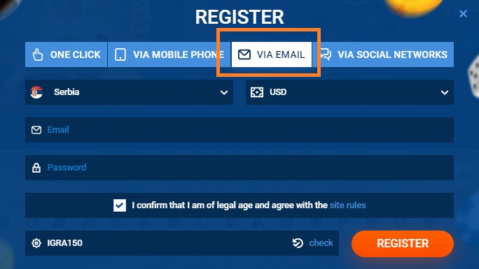 e-mail register